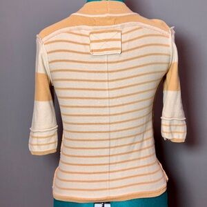 Free People We The Free Cream and Tan Striped Sweater
